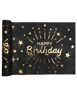Bordløper: Gull - Happy Birthday - Metallisk - 5m x 30cm