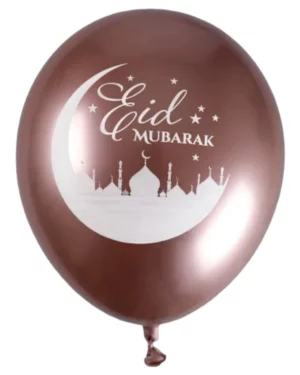 Lateksballonger (6stk): "Eid Mubarak" - Rosegull - 30cm