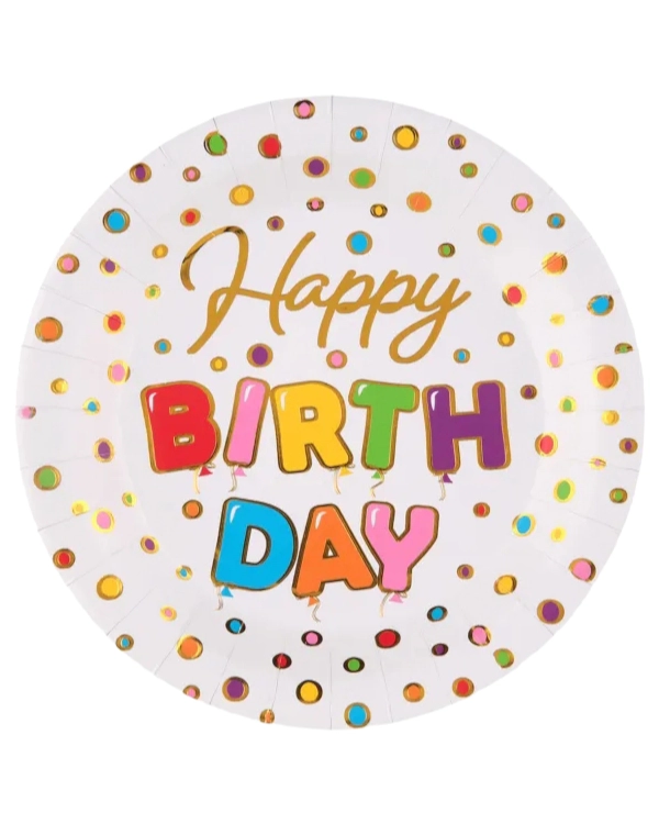 Tallerkener (10stk): "Happy Birthday - 22,5cm