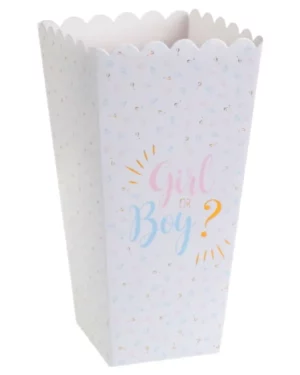 Popcorn- / Godisbeger (8stk): "Girl or Boy?" - Fargerik - 17 x 8 x 6cm