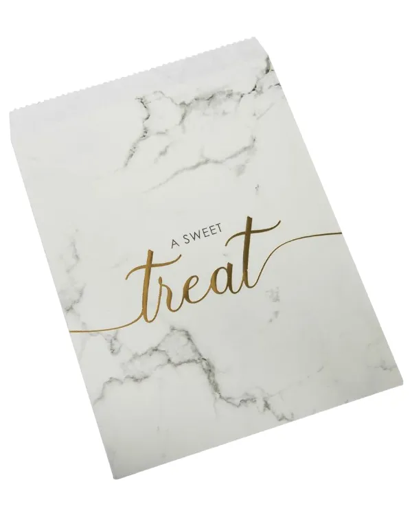 Godteposer (25stk): "A Sweet Treat" - Marmor - 13 cm x 18 cm