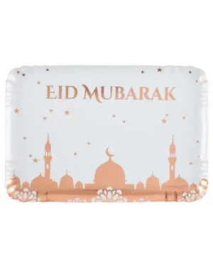 Tallerkener / Brett (5stk): "Eid Mubarak" - Rosegull - 28,5 x 19,5cm