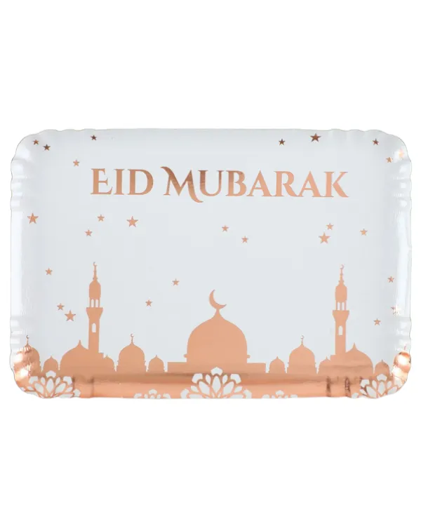 Tallerkener / Brett (5stk): "Eid Mubarak" - Rosegull - 28,5 x 19,5cm