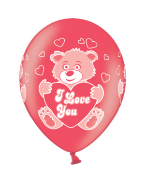 Lateksballonger (50stk): Love Bear Cherry Red - 30cm
