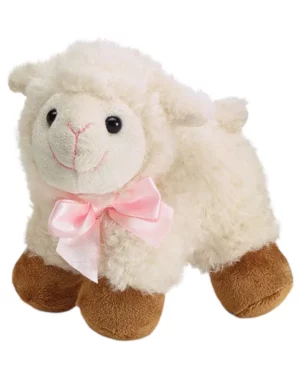 Bamse: Sau med rosa sløyfe - hvit - 16cm