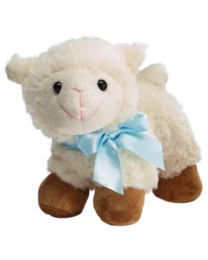 Bamse: Sau med blå sløyfe - Hvit - 16cm