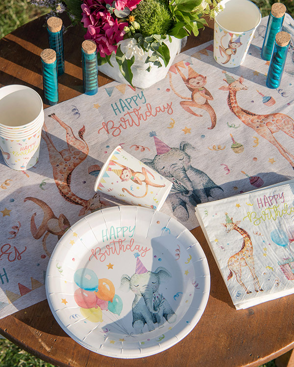 Bordløper: Jungeldyr & "Happy Birthday" - 5m x 30cm - Bilde 2