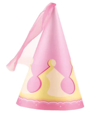 Festhatter (4stk): Prinsesse med tyll topp - Rosa & Gul - 16cm