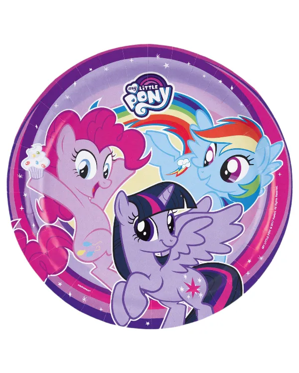 Tallerkener (8stk): My Little Pony med regnbue - Fargerik - 23cm