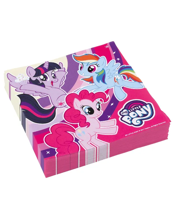 Servietter (20stk): My Little Pony med regnbue - Fargerik - 16,5cm
