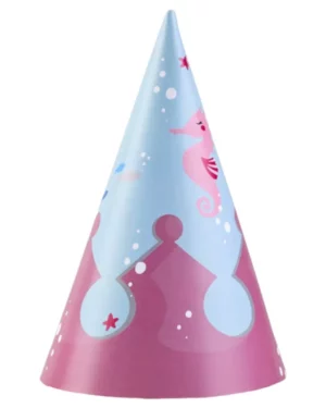 Festhatter (8stk): Havfrue i havet - Fargerik - 16cm