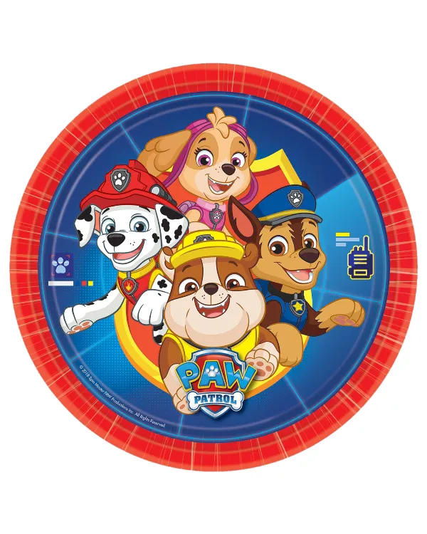 Tallerkener (8stk): Paw Patrol - Blå & Rød - 23 cm