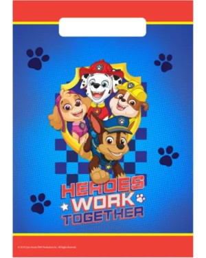 Gaveposer / Godteposer (8stk): Paw Patrol - Blå & Rød - 23,4 x 16,2 cm