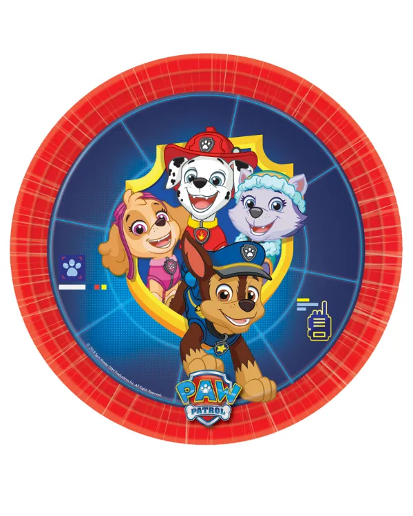 Tallerkener (8stk): Paw Patrol - Blå & Rød - 18 cm