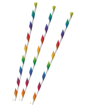 Sugerør (12stk): Striper - Regnbue