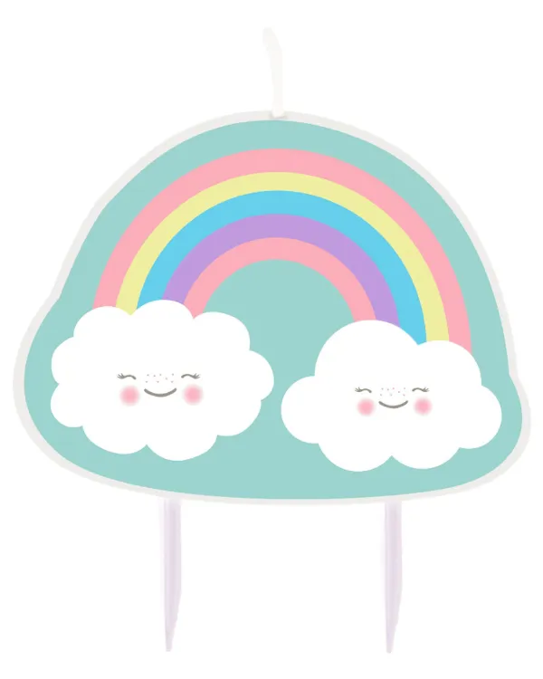 Kakelys: Regnbue & Skyer - Fargerik - 8,5 cm