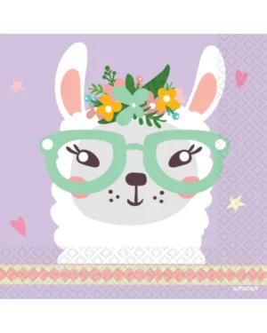 Servietter (16stk): Lama med briller - 16,5cm