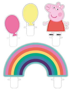 Kakelys: Peppa Pig med regnbuen og ballonger - Rosa