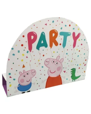 Invitasjonskort (8stk): "Party" - Peppa Pig med venner - Hvit & Rosa