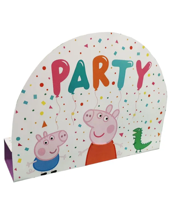 Invitasjonskort (8stk): "Party" - Peppa Pig med venner - Hvit & Rosa