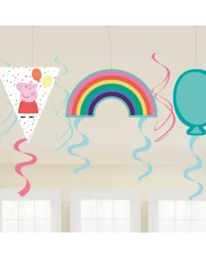 Hengende dekor / Swirls (7stk): Peppa Pig - Hvit & Rosa - 61 cm