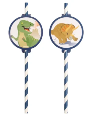 Sugerør (8stk): Dinosaur & striper