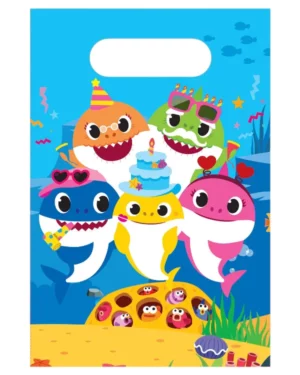 Gavepose / Godteripose (8stk): Baby Shark - Flerfarget - 23 x 16cm