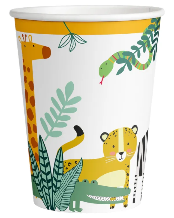 Kopper (8stk): Safari med dyr og skog - Fargerik - 250 ML