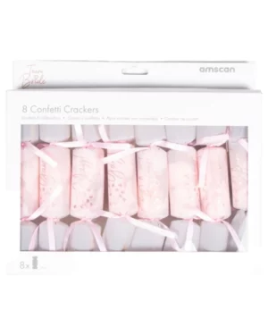 Partypopper / Cracker (8stk): Rosa med sløyfe - Rosa - 18 cm