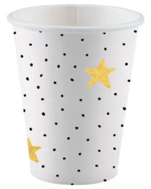 Kopper (8stk): Hello Baby - Hvit & Gull - 250ml