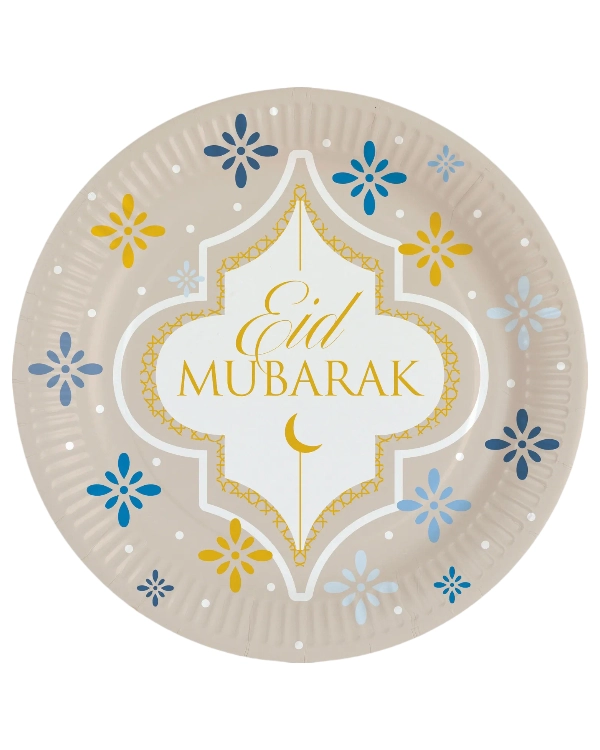 Tallerkener (8stk): 'Eid Mubarak'' - Beige - 23cm