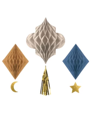 Honeycomb / Hengedekorasjoner (3stk): Eid Mubarak - Flerfarget