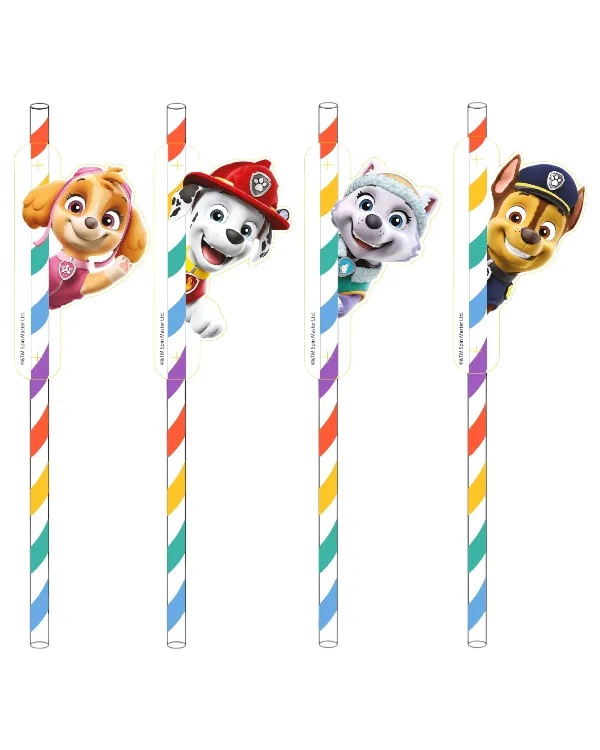 Sugerør (8stk): Paw Patrol - Flerfarget