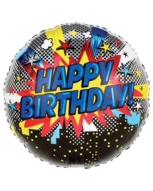 Folieballong: "Happy Birthday" - Fargerik - 46cm