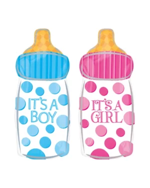Folieballong: "Its a girl / boy" Tåteflaske - rosa / blå / Blå - 25 x 58 cm