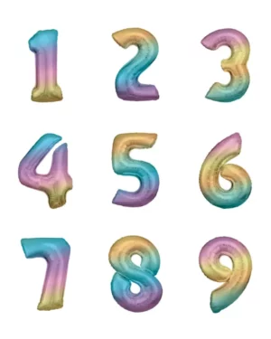 Folieballong / Tallballong: Pastel regnbue - 86cm