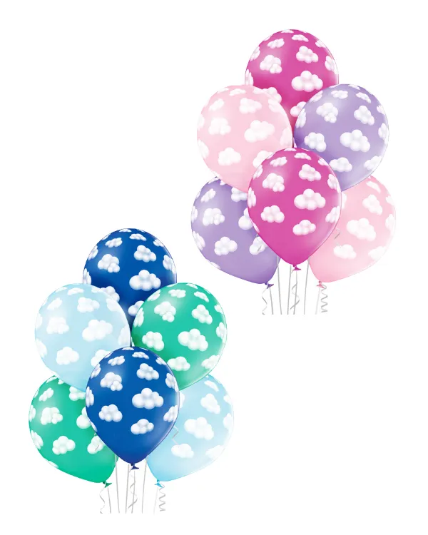 Lateksballonger (6stk): Skyer - Flere farger - 30cm
