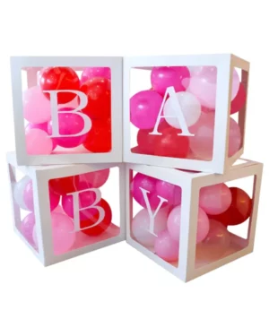 Bokstavbokser: "Baby'' - Hvit