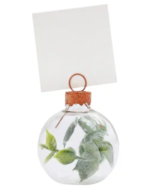 Bordkort holder (6stk): Eukalyptus kule til bodkort - Grønn, rosegull - 4cm