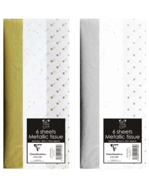 Silkepapir (6stk): Prikker - Flere farger - 50 x 70cm