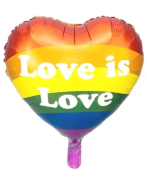Folieballong: ''Love is Love'' - Regnbue Hjerte - Fargerik - 35cm