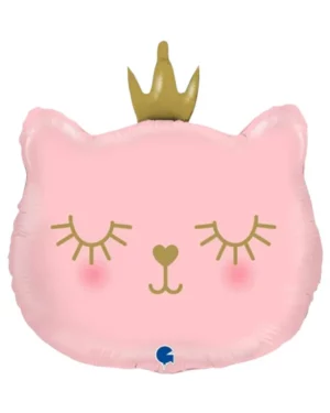 Folieballong: Prinsesse katt - Rosa - 66cm