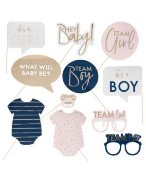 Fotoprops (10stk): Gender Reveal - "Boy or Girl" - Gull