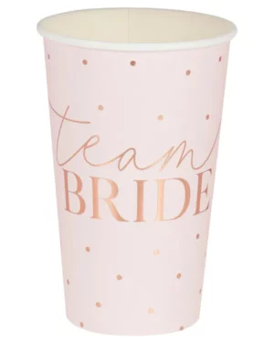 Kopper (8stk): "Team bride" - rosa og rosegull