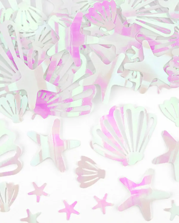 Konfetti: Sjøstjerner og sjøskjell - iriserende