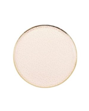 Tallerkener (8stk): Rosegull med gullprikker - 23cm