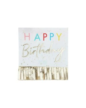 Servietter (16stk): "Happy Birthday" - 16cm