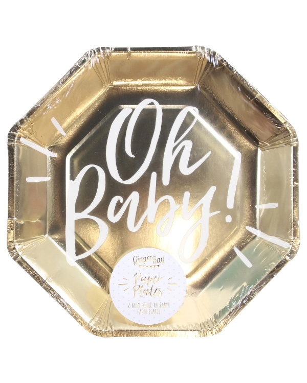 Tallerkener  (8stk): "Oh Baby!" - Gull - 25cm - Bilde 2