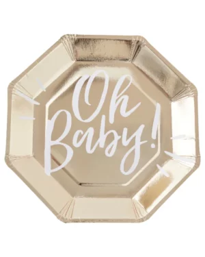 Tallerkener  (8stk): "Oh Baby!" - Gull - 25cm