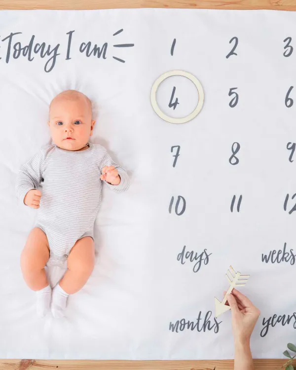 Teppe: Baby milepæl teppe (Minne for livet) - Hvit - 1m B x 1m H - Bilde 2